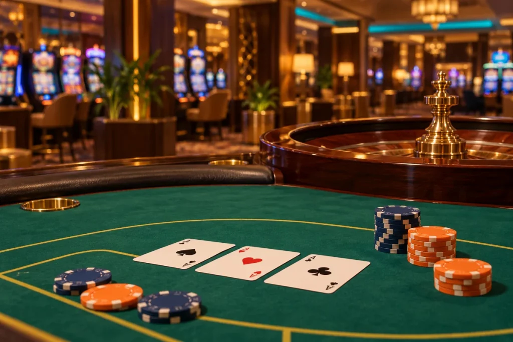 Editorial illustration of a card table for the Betobet information guide